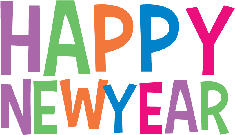 Colorful Happy New Year Text PNG image