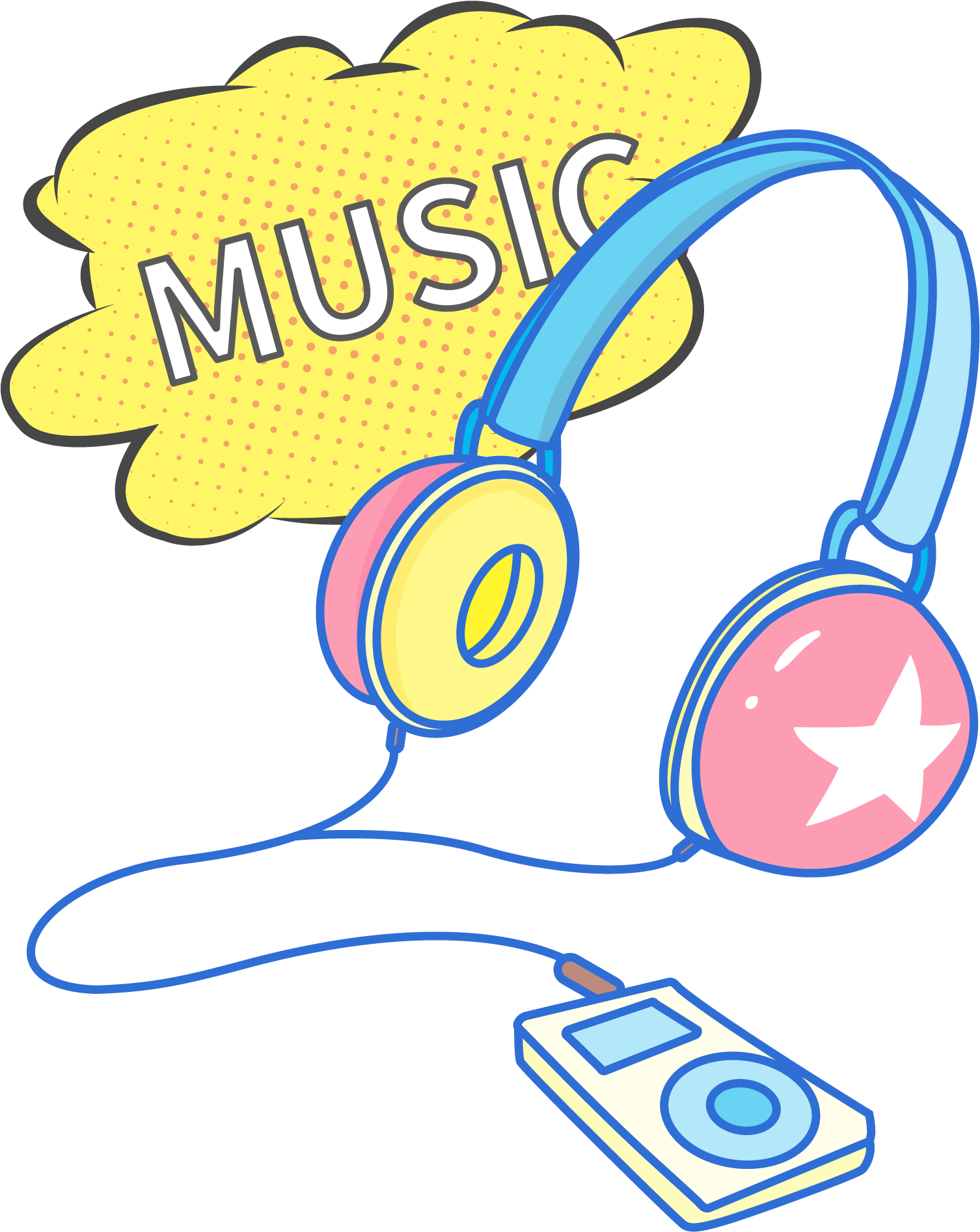 Colorful Headphones Music Player Illustration PNG image