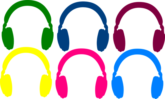 Colorful Headphones Vector Art PNG image