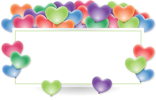 Colorful Heart Balloons Frame PNG image