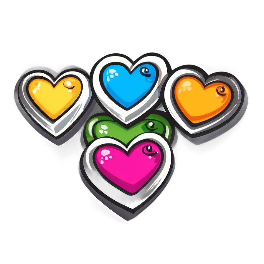 Colorful Heart Doodle Png Fvw PNG image