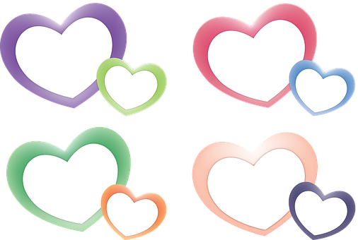 Colorful Hearts Black Background PNG image