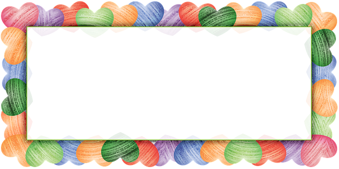 Colorful Hearts Border Template PNG image