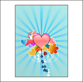 Colorful Hearts Explosion Graphic PNG image
