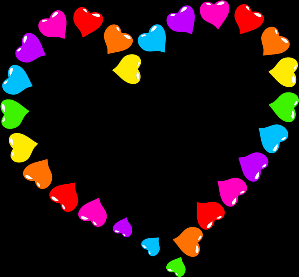 Colorful Hearts Frame Clipart PNG image