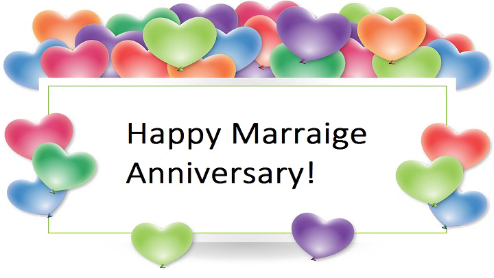 Colorful Hearts Marriage Anniversary Greeting PNG image