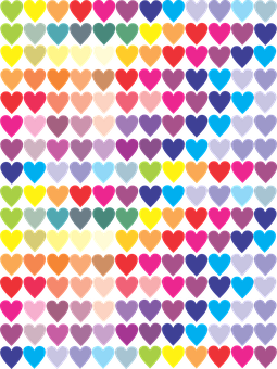 Colorful Hearts Pattern PNG image