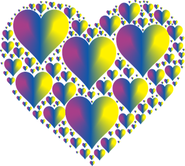 Colorful Hearts Pattern PNG image