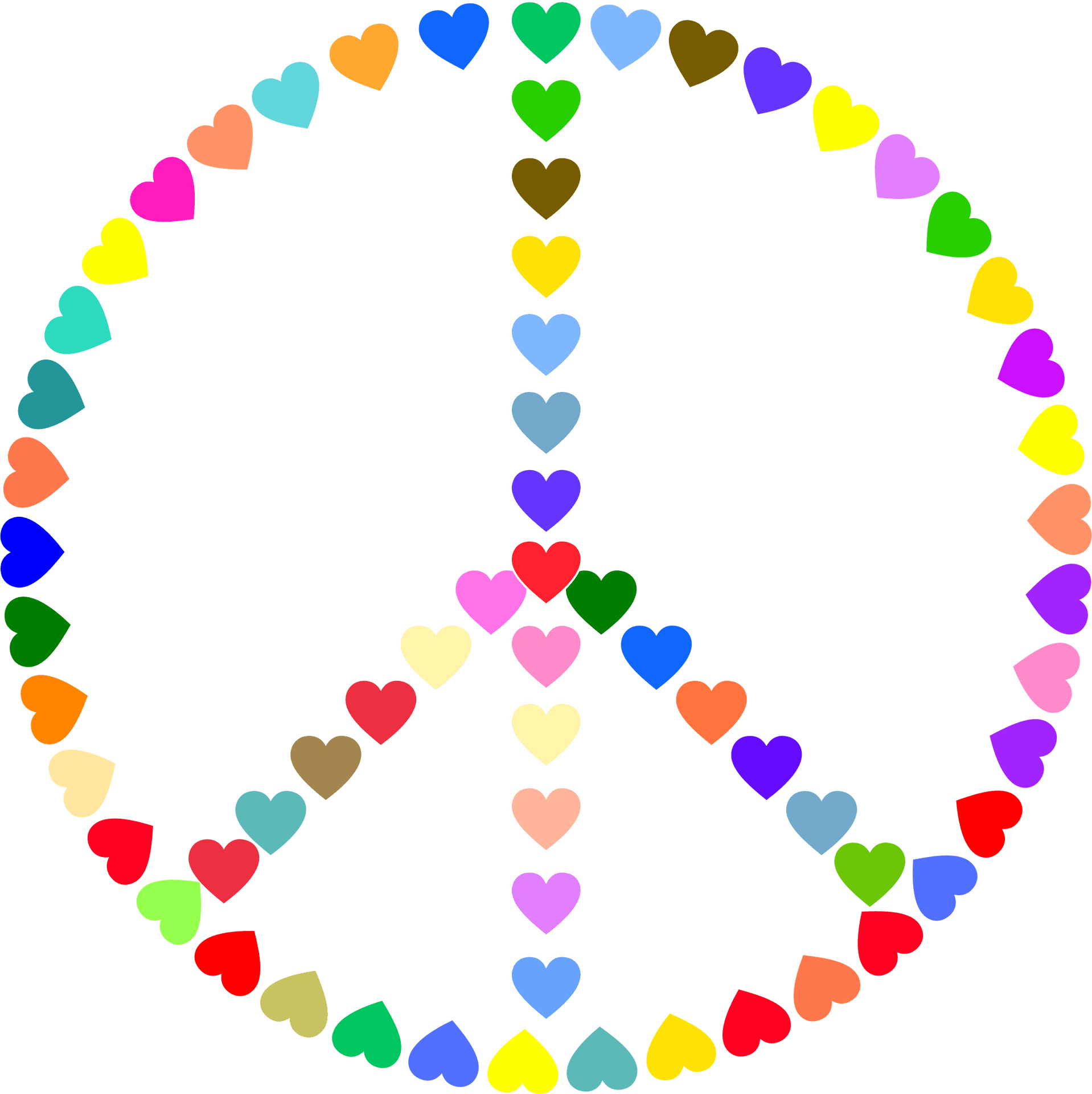 Colorful Hearts Peace Symbol PNG image