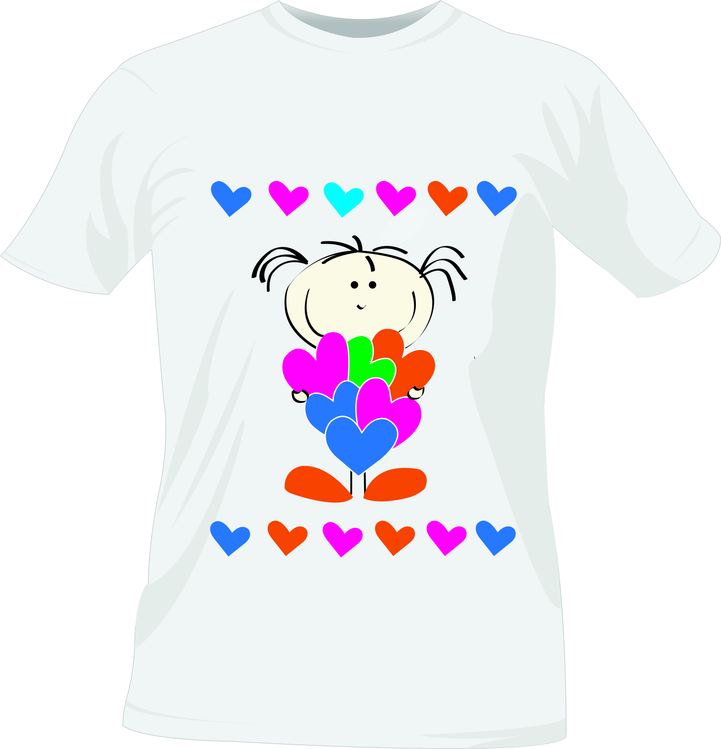 Colorful Hearts T Shirt Design PNG image