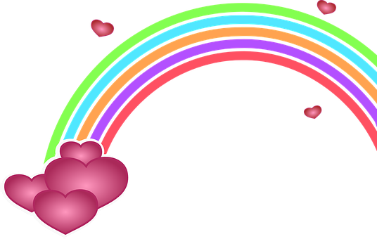 Colorful Heartsand Rainbow PNG image