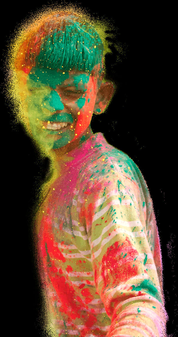 Colorful Holi Celebration Child PNG image