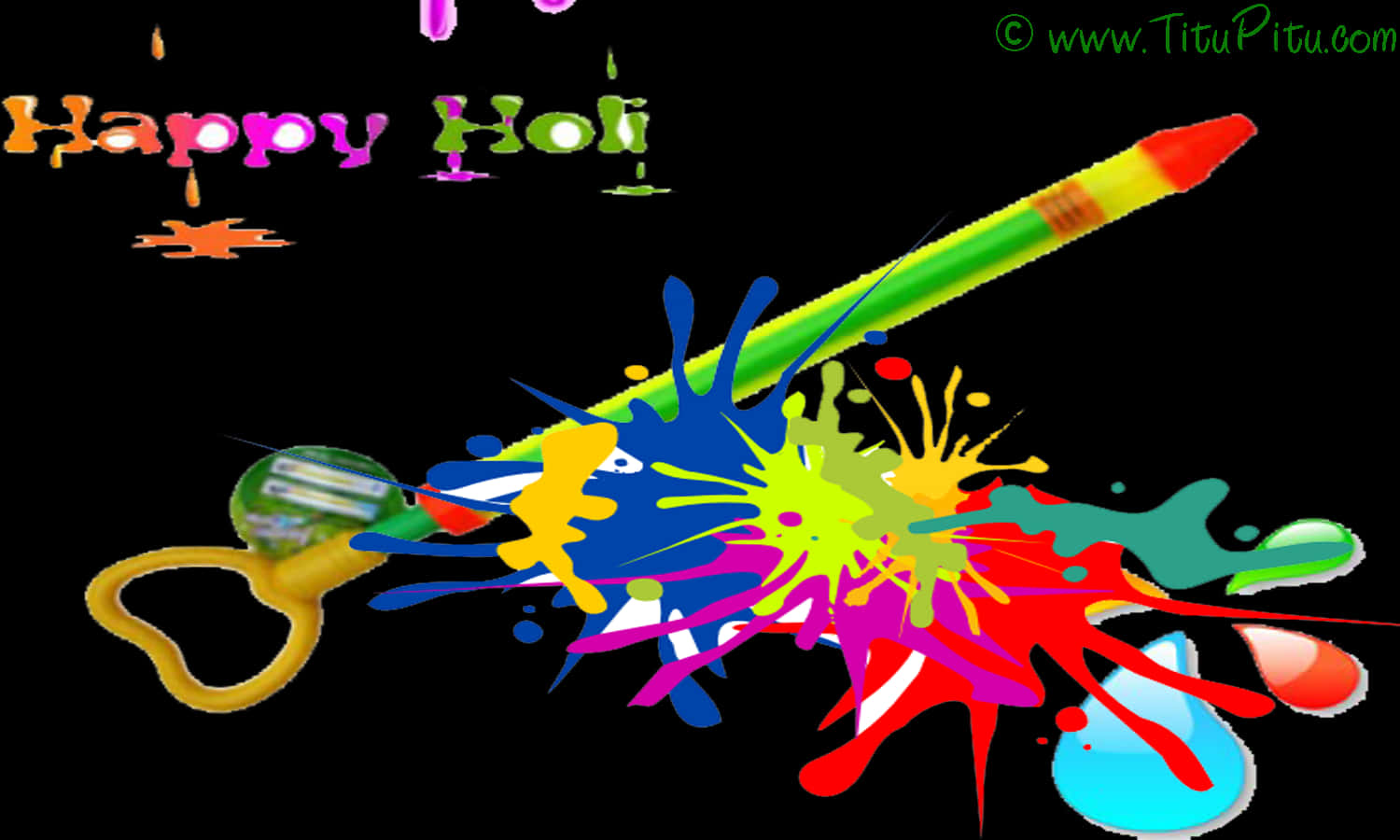 Colorful Holi Celebration Greeting PNG image