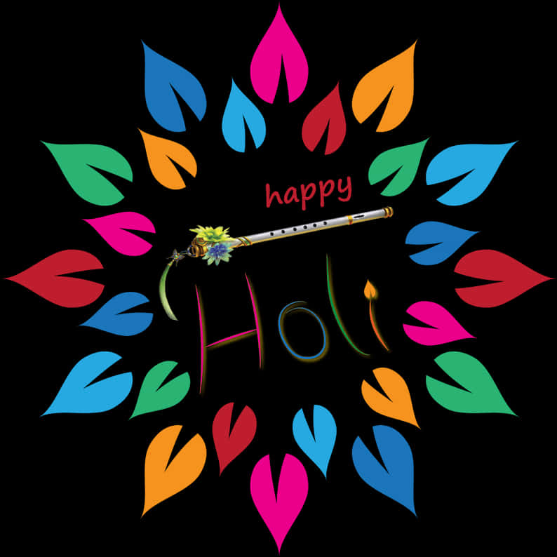 Colorful Holi Celebration Greeting PNG image