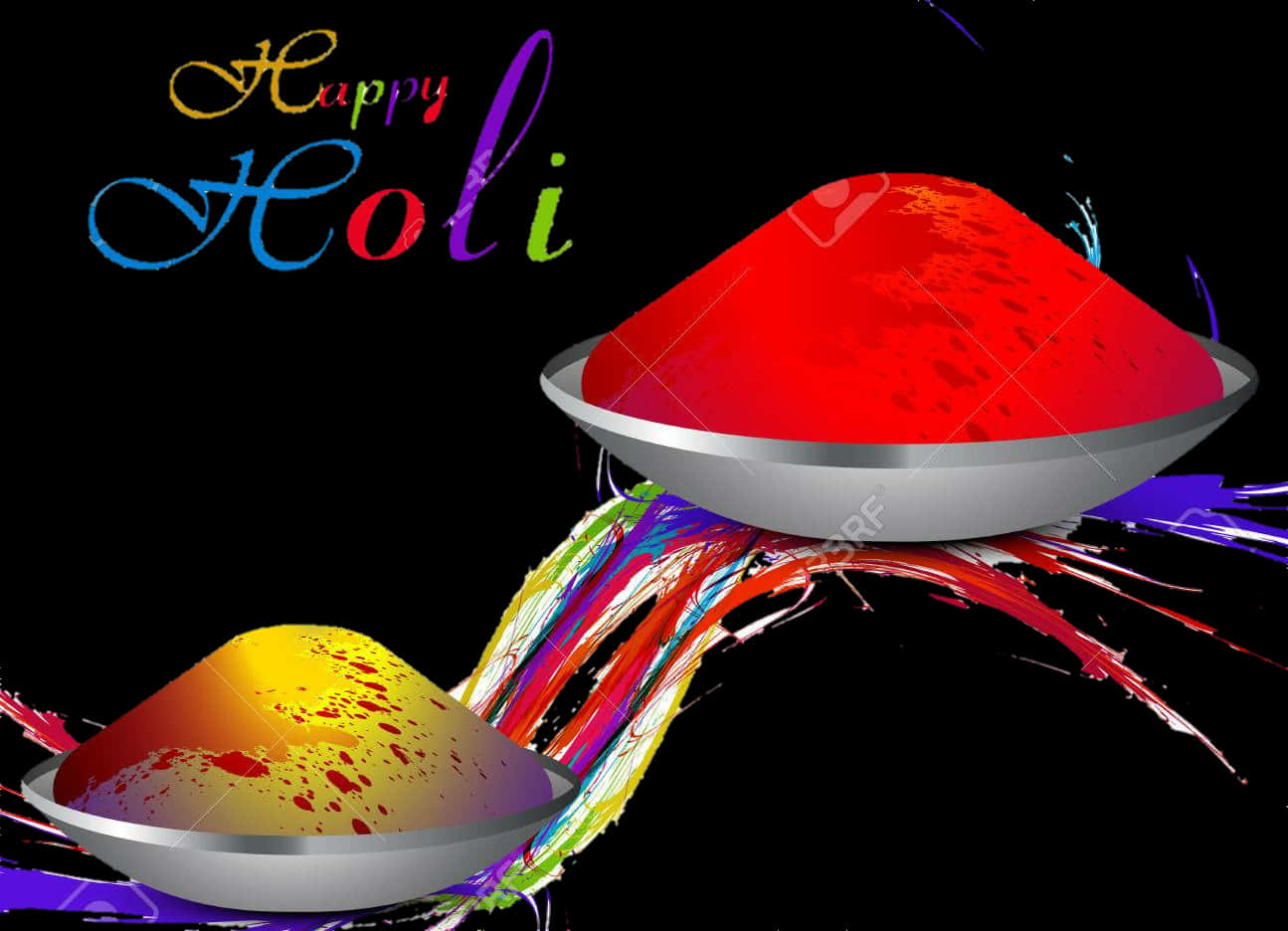 Colorful Holi Festival Greeting Card PNG image