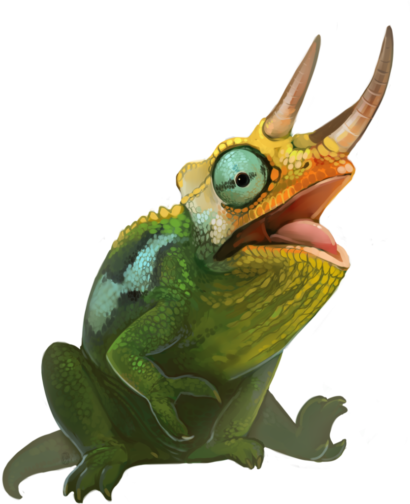 Colorful Horned Chameleon Illustration PNG image