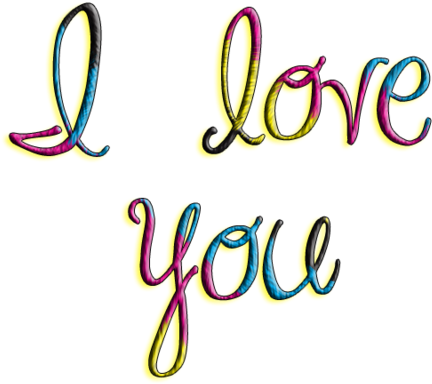 Colorful I Love You Text PNG image