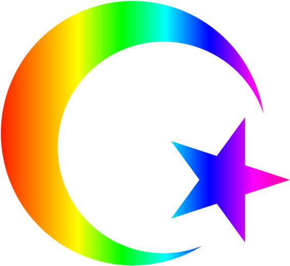 Colorful Islamic Crescentand Star PNG image