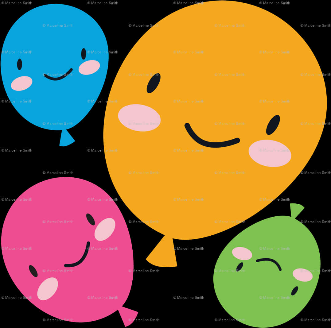 Colorful_ Kawaii_ Blush_ Balloons PNG image