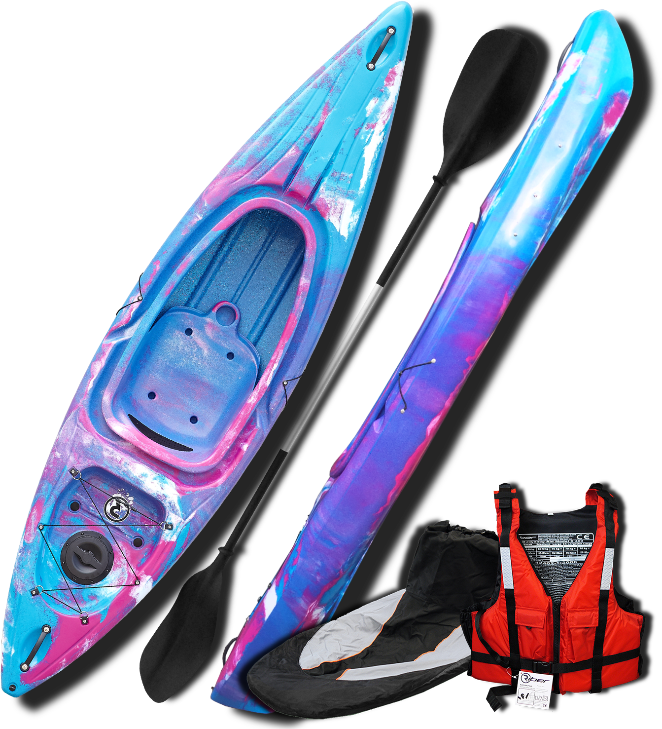 Colorful Kayakand Gear Set PNG image