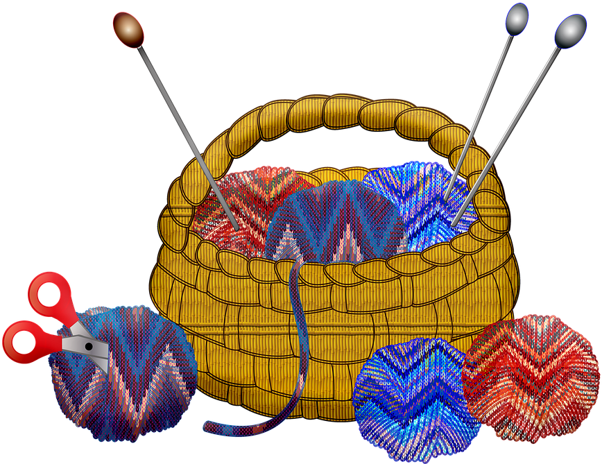 Colorful Knitting Projectand Supplies PNG image