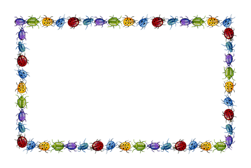 Colorful Ladybug Border Frame PNG image