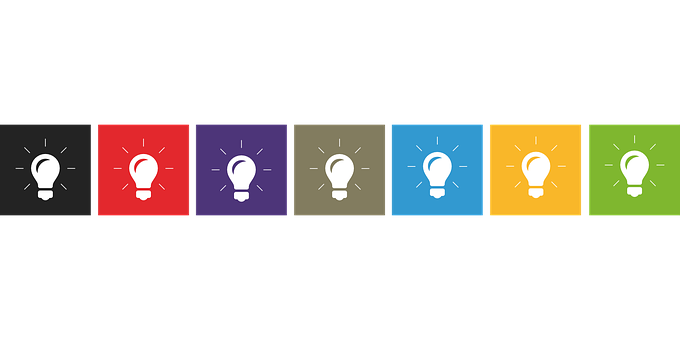 Colorful Lightbulb Ideas Concept PNG image