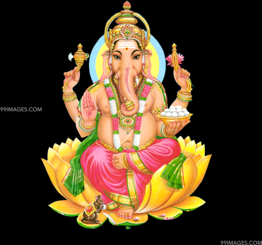 Colorful Lord Ganesha Illustration PNG image