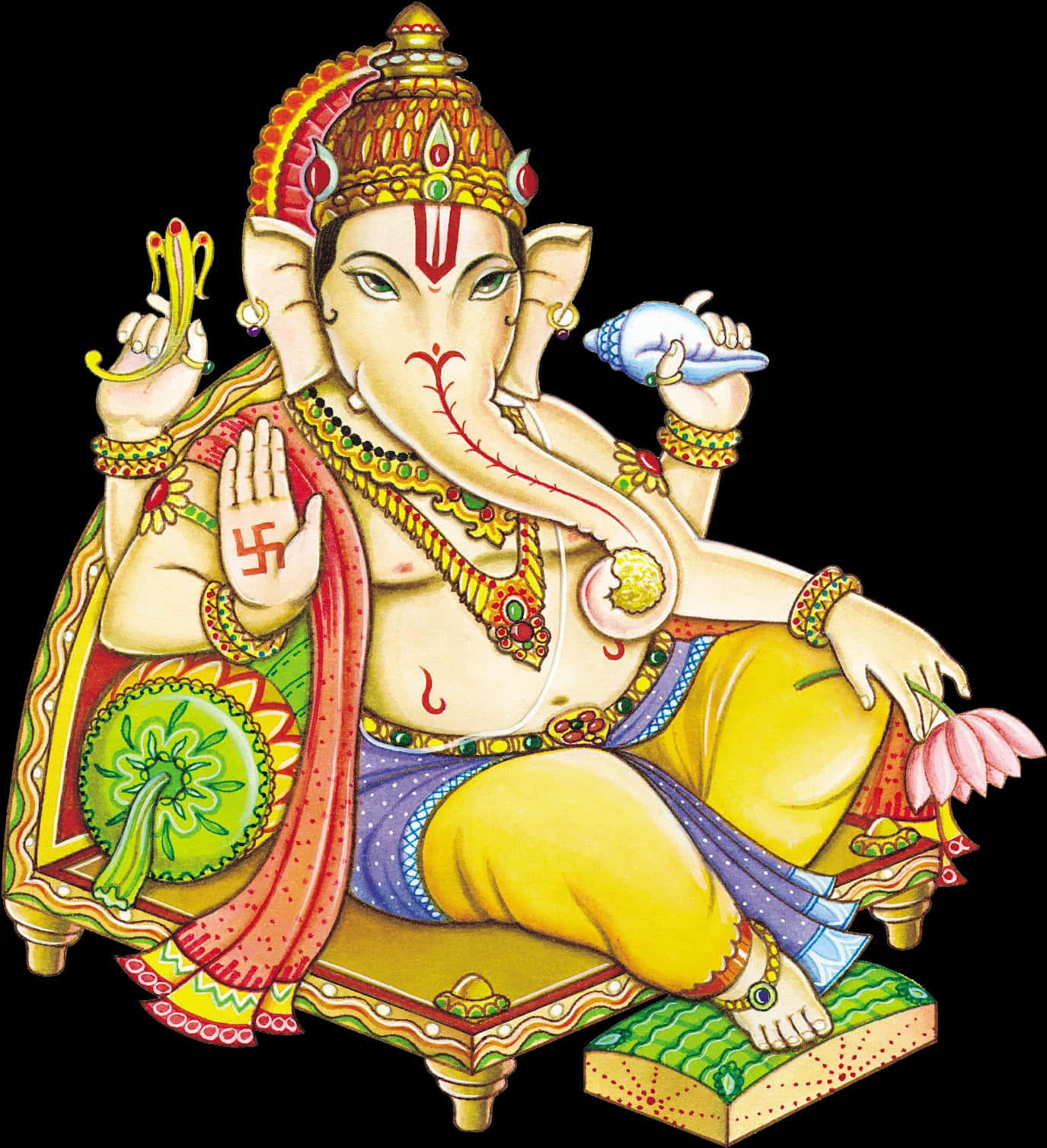 Colorful Lord Ganesha Illustration PNG image