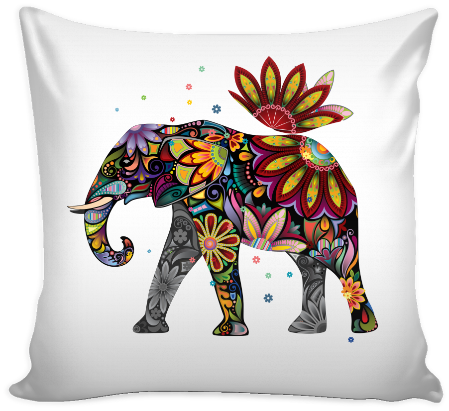 Colorful Mandala Elephant Cushion Design PNG image