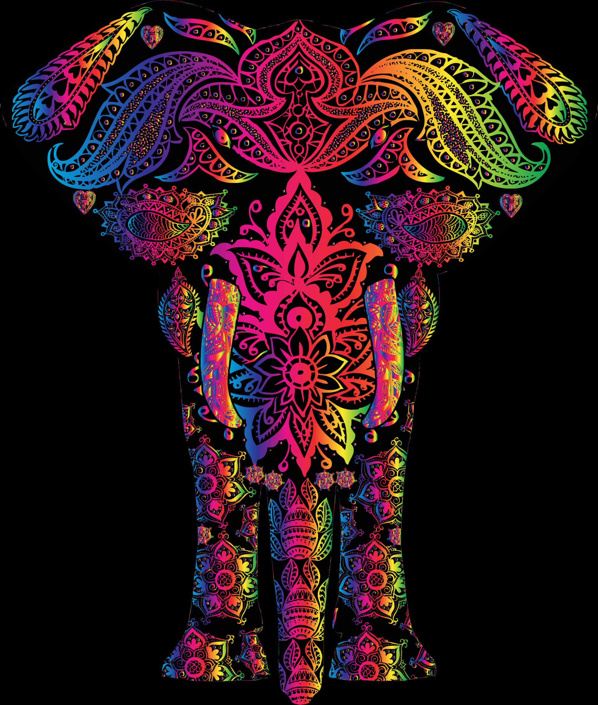 Colorful Mandala Elephant Illustration PNG image
