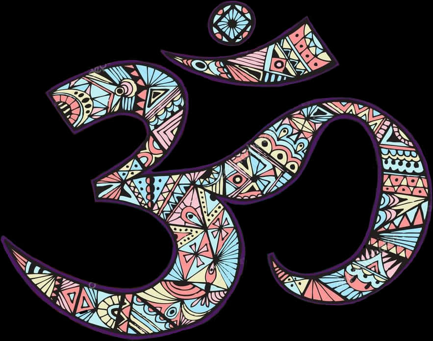 Colorful Mandala Om Symbol Tattoo PNG image