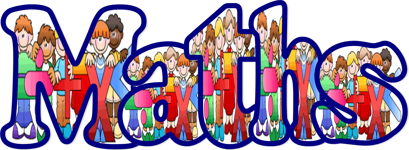 Colorful Maths Wordwith Cartoon Kids PNG image