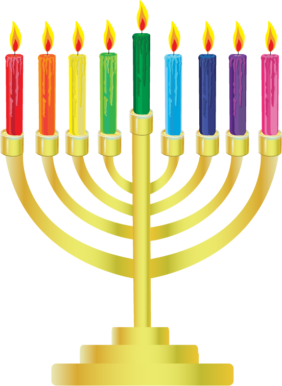 Colorful Menorah Hanukkah Celebration PNG image