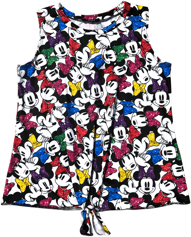 Colorful Minnie Mouse Pattern Tank Top PNG image