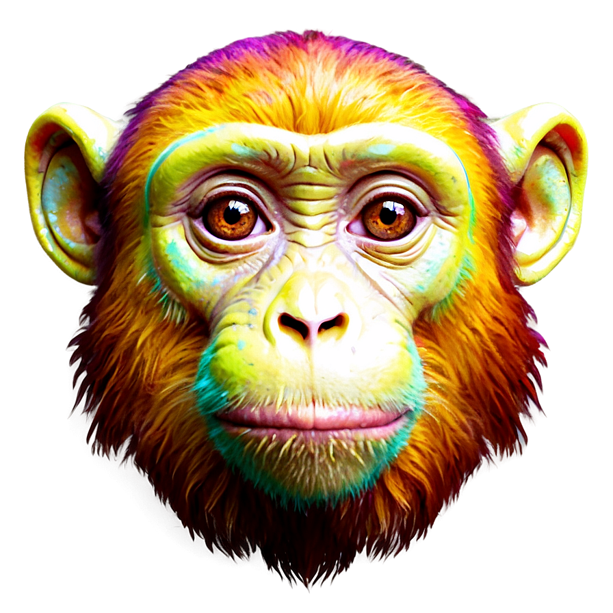 Colorful Monkey Face Artwork Png Vwe PNG image