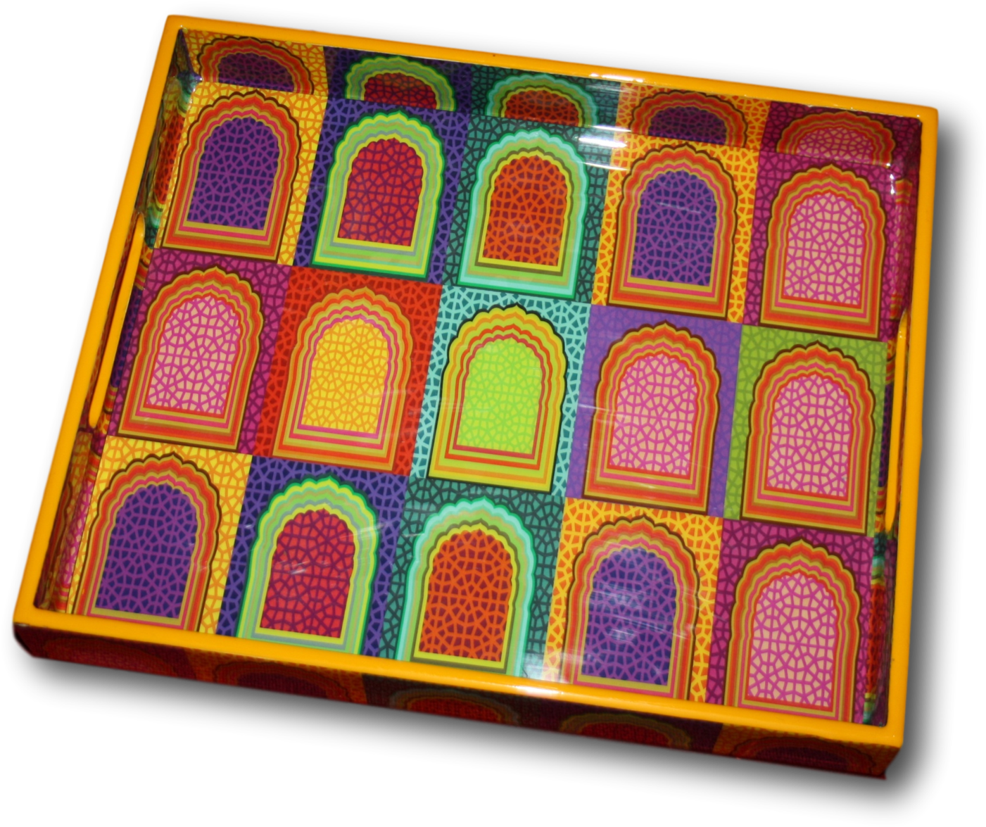 Colorful Moroccan Tile Tray PNG image