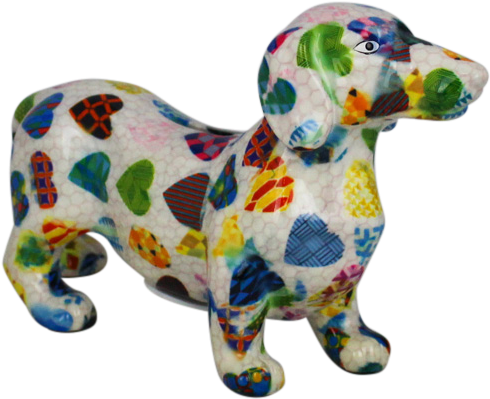 Colorful Mosaic Dachshund Figurine PNG image