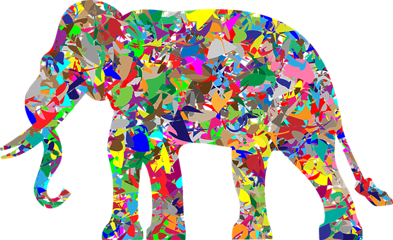 Colorful Mosaic Elephant Artwork PNG image
