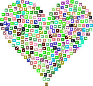 Colorful Mosaic Heart Pattern PNG image