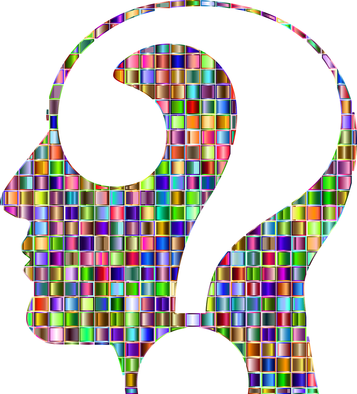 Colorful Mosaic Question Mark Profile PNG image