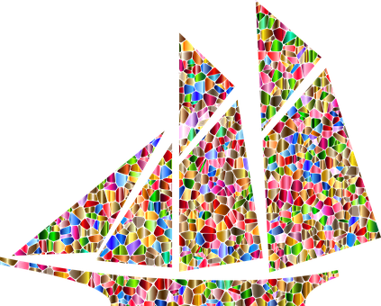 Colorful_ Mosaic_ Sailboat_ Artwork PNG image