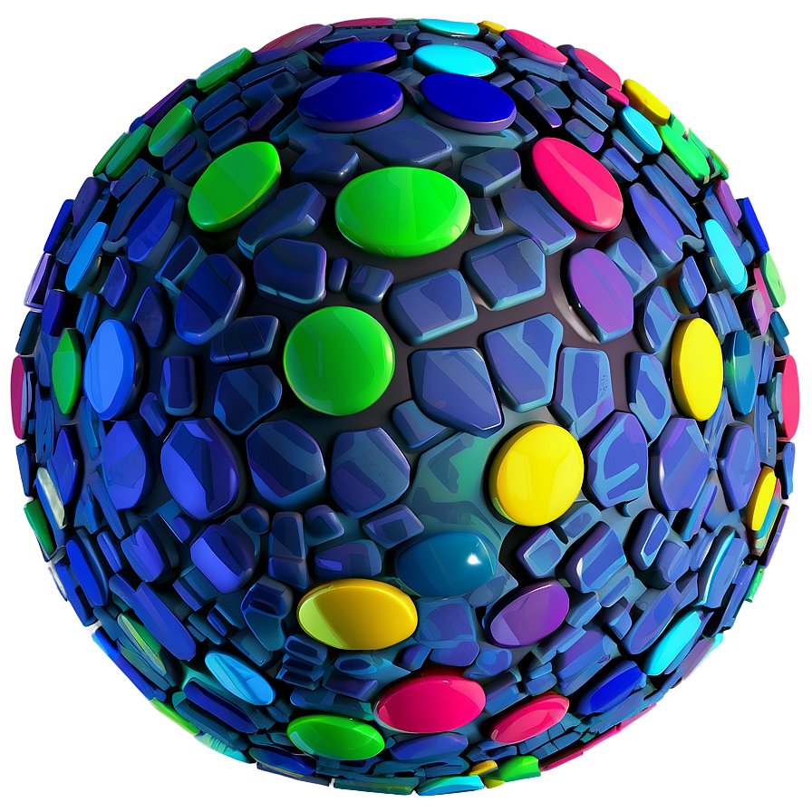 Colorful Mosaic Sphere3 D Render PNG image