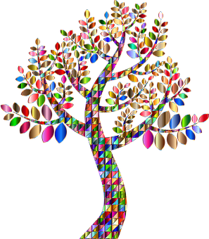 Colorful Mosaic Tree Art PNG image