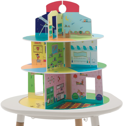 Colorful Multi Level Dollhouse PNG image