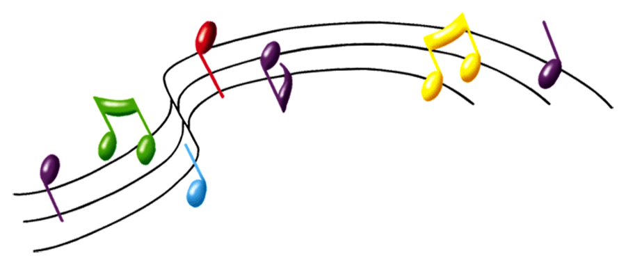 Colorful_ Music_ Notes_on_ Staff PNG image