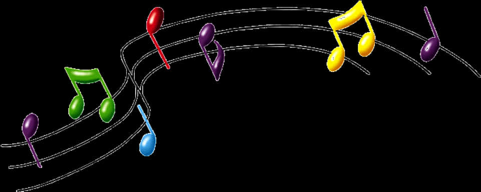 Colorful_ Music_ Notes_on_ Staff PNG image