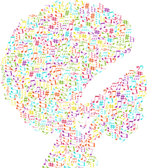 Colorful Musical Notes African Continent Silhouette PNG image