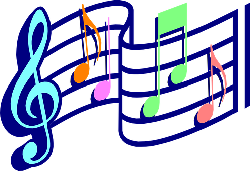 Colorful_ Musical_ Notes_and_ Staff PNG image