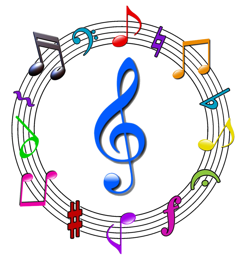 Colorful Musical Notes Background PNG image